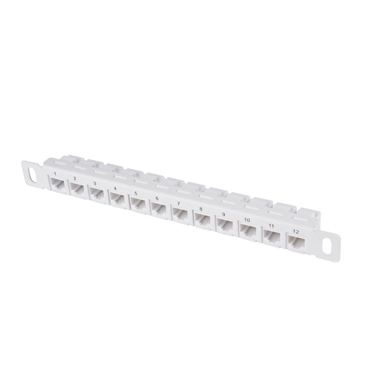 DeskPi Rackmate 12 Port CAT6 Network Patch Panel, White 10inch 0.5U Patch Panel for T0/T1/T2 Server Cabinets