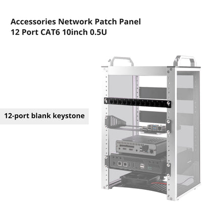 DeskPi Rackmate Accessories 12 Port Patch Panel, 10inch 0.5U CAT6 Network Patch Panel
