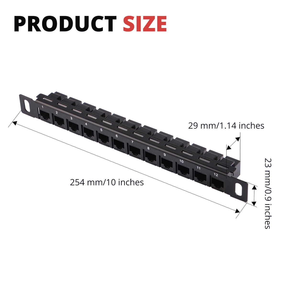 DeskPi Rackmate Accessories 12 Port Patch Panel, 10inch 0.5U CAT6 Network Patch Panel