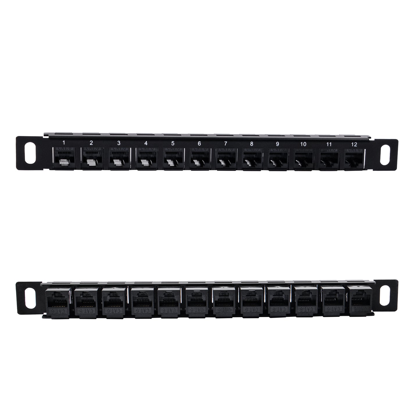 DeskPi Rackmate Accessories 12 Port Patch Panel, 10inch 0.5U CAT6 Network Patch Panel