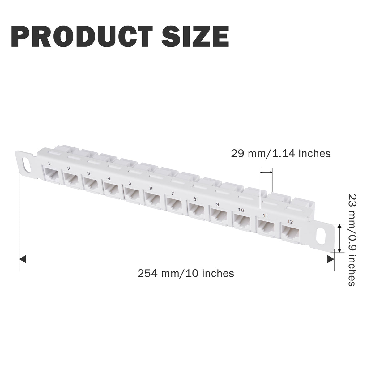 DeskPi Rackmate 12 Port CAT6 Network Patch Panel, White 10inch 0.5U Patch Panel for T0/T1/T2 Server Cabinets