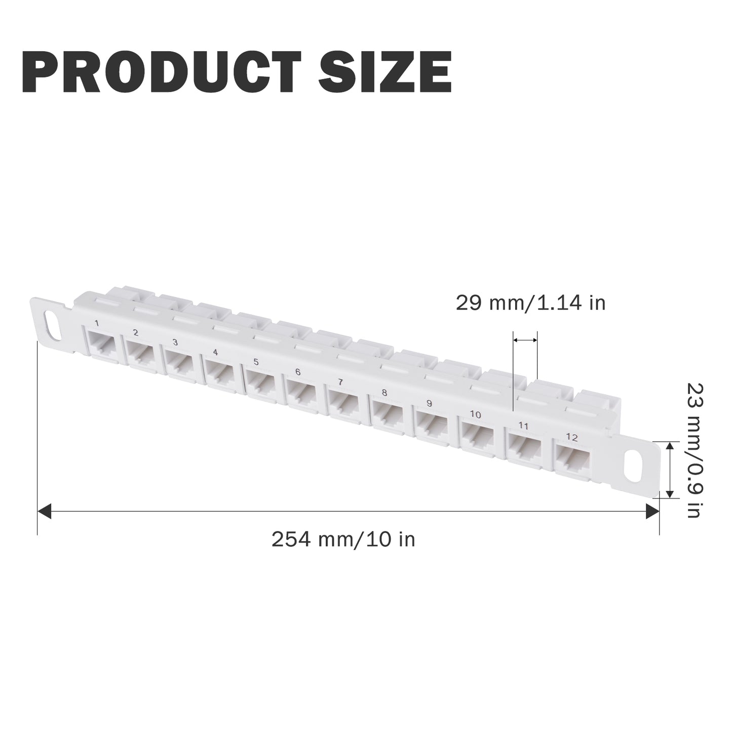 DeskPi Rackmate 12 Port CAT6 Network Patch Panel, White 10inch 0.5U Patch Panel for T0/T1/T2 Server Cabinets