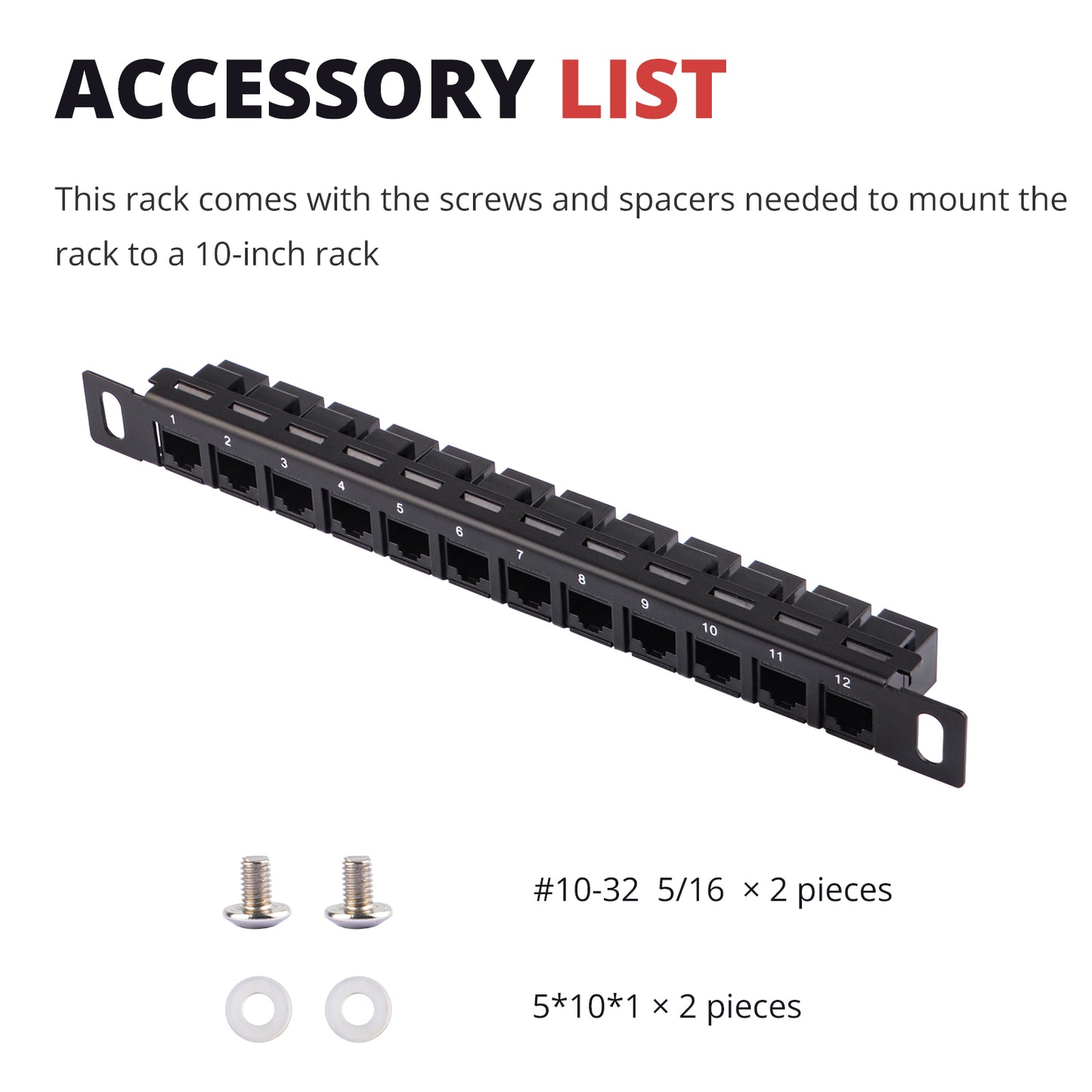 DeskPi Rackmate Accessories 12 Port Patch Panel, 10inch 0.5U CAT6 Network Patch Panel
