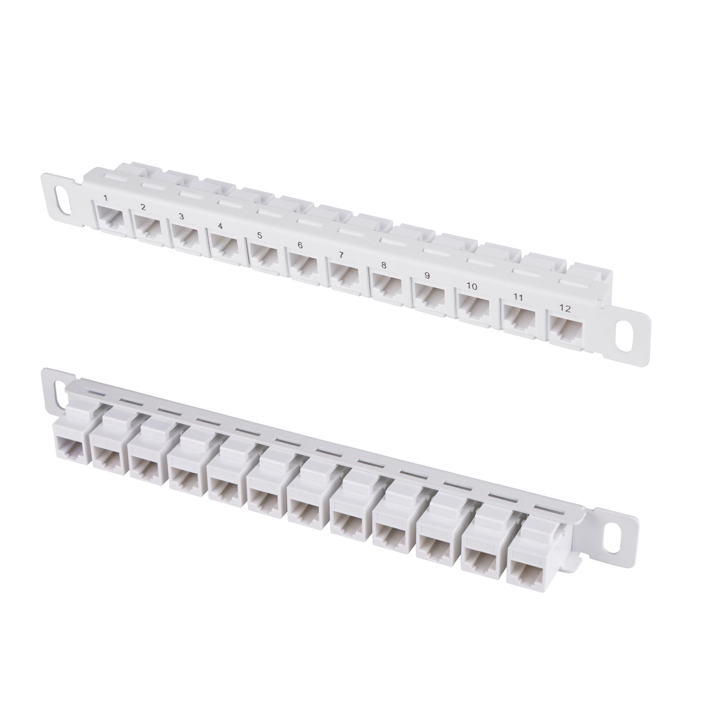DeskPi Rackmate 12 Port CAT6 Network Patch Panel, White 10inch 0.5U Patch Panel for T0/T1/T2 Server Cabinets