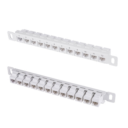 DeskPi Rackmate 12 Port CAT6 Network Patch Panel, White 10inch 0.5U Patch Panel for T0/T1/T2 Server Cabinets