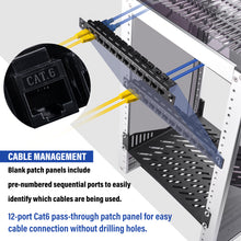 Load image into Gallery viewer, DeskPi Rackmate Accessories Network Patch Panel 12 Port CAT6 10inch 0.5U

