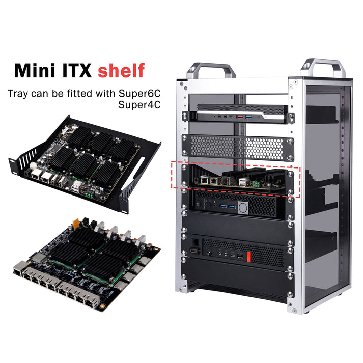DeskPi RackMate Accessories Mini ITX Shelf 10 inch 1U Rack, support Mi ...
