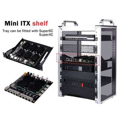 DeskPi RackMate Accessories Mini ITX Shelf 10 inch 1U Rack, support Mini-ITX Motherboard / Super6C