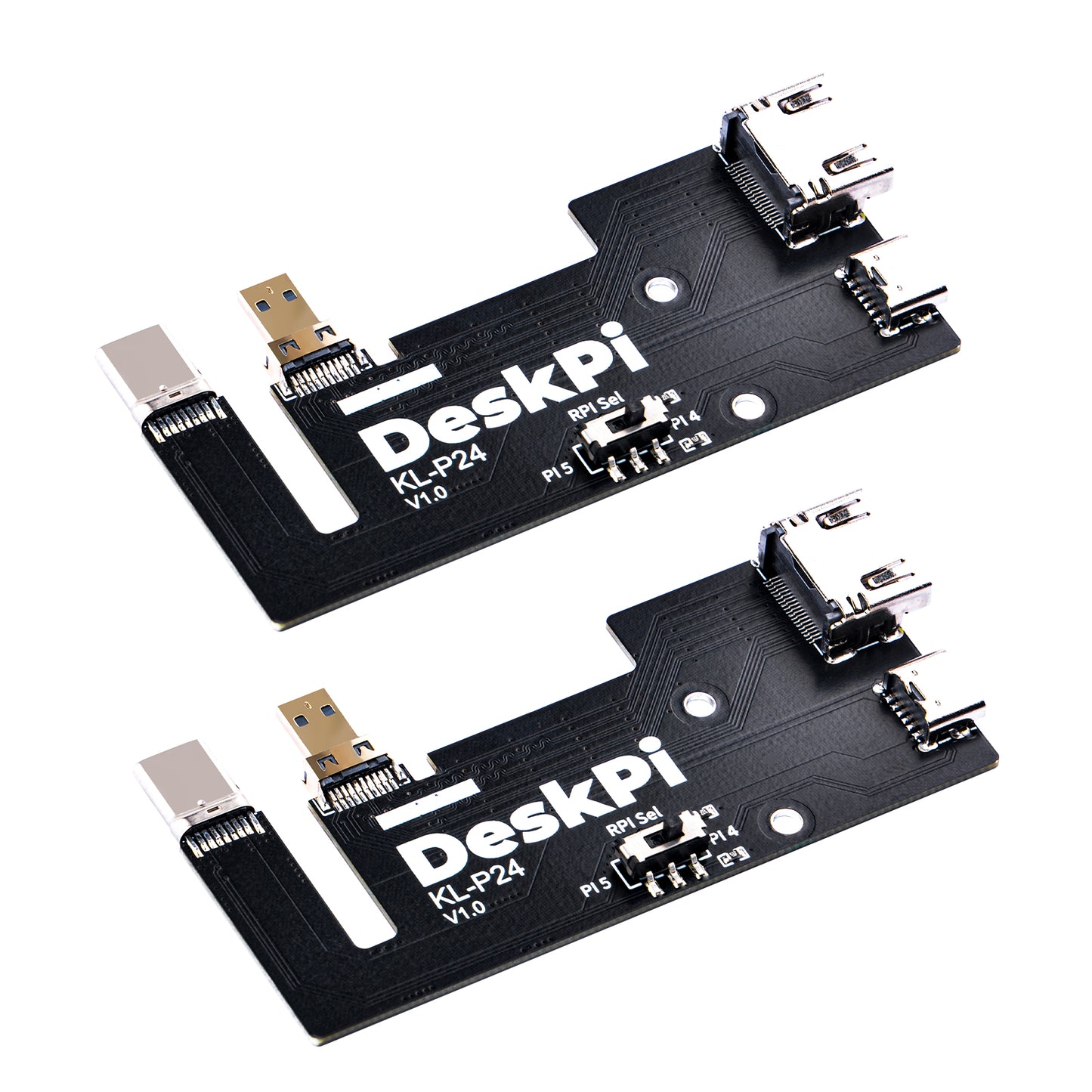 DeskPi KL-P24 Micro HDMI to HDMI Adapter Board for Raspberry Pi 5 / Pi 4B, Compatible with DeskPi RackMate Accessories SBC Shelf 10 inch 1U Rack