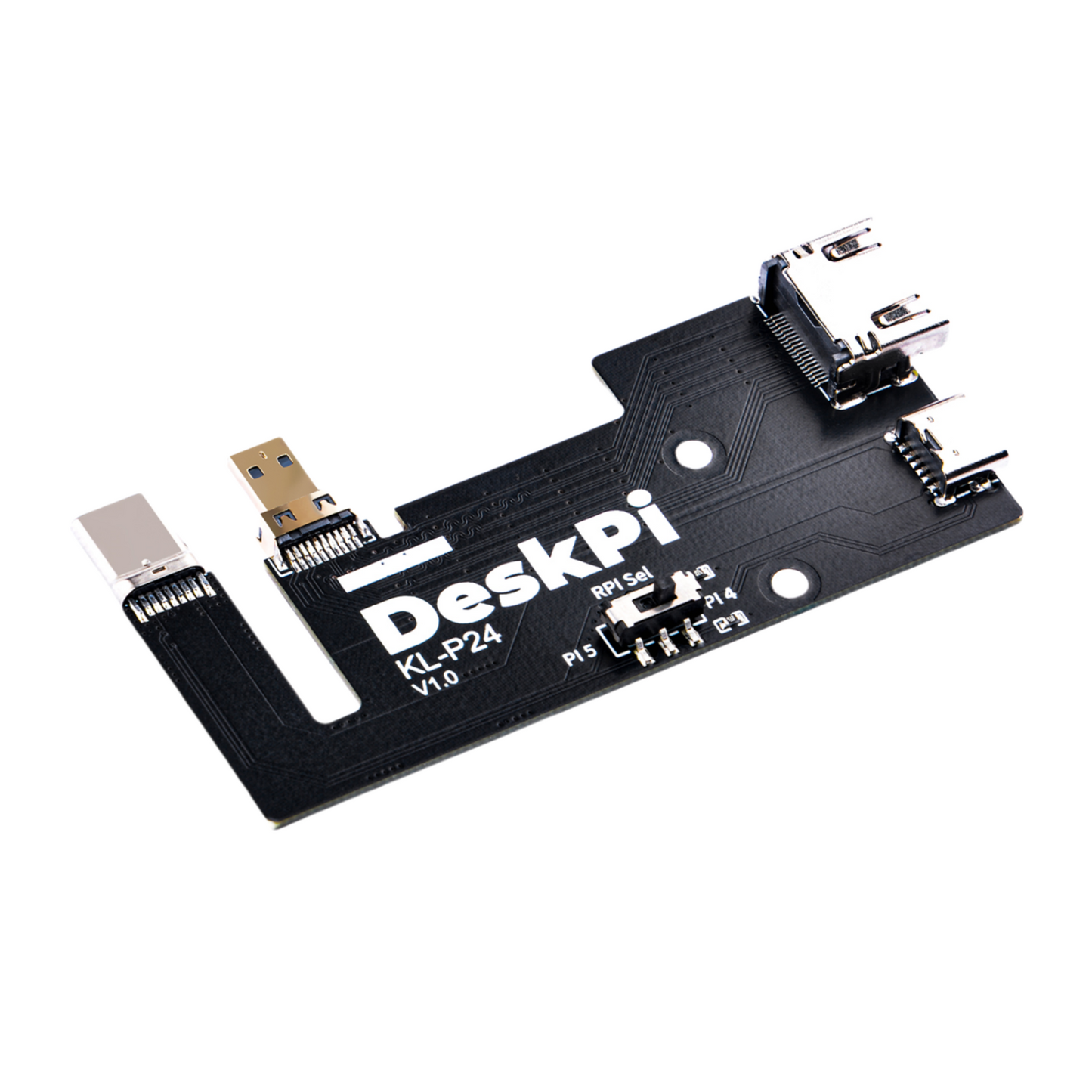 DeskPi KL-P24 Micro HDMI to HDMI Adapter Board for Raspberry Pi 5 / Pi 4B, Compatible with DeskPi RackMate Accessories SBC Shelf 10 inch 1U Rack