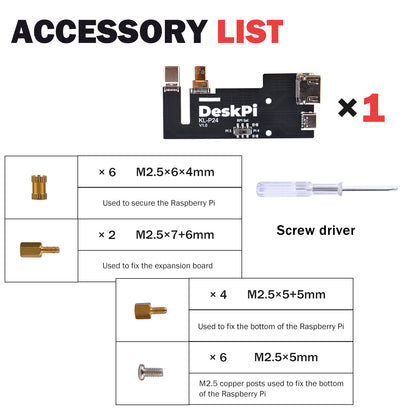 DeskPi KL-P24 Micro HDMI to HDMI Adapter Board for Raspberry Pi 5 / Pi 4B, Compatible with DeskPi SBC Shelf 10 inch 1U Rack