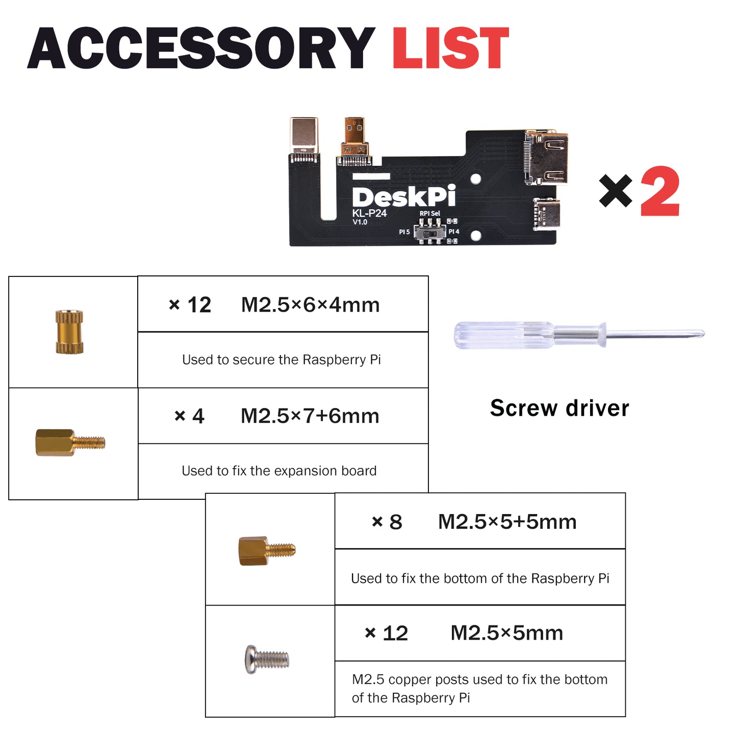 DeskPi KL-P24 Micro HDMI to HDMI Adapter Board for Raspberry Pi 5 / Pi 4B, Compatible with DeskPi SBC Shelf 10 inch 1U Rack