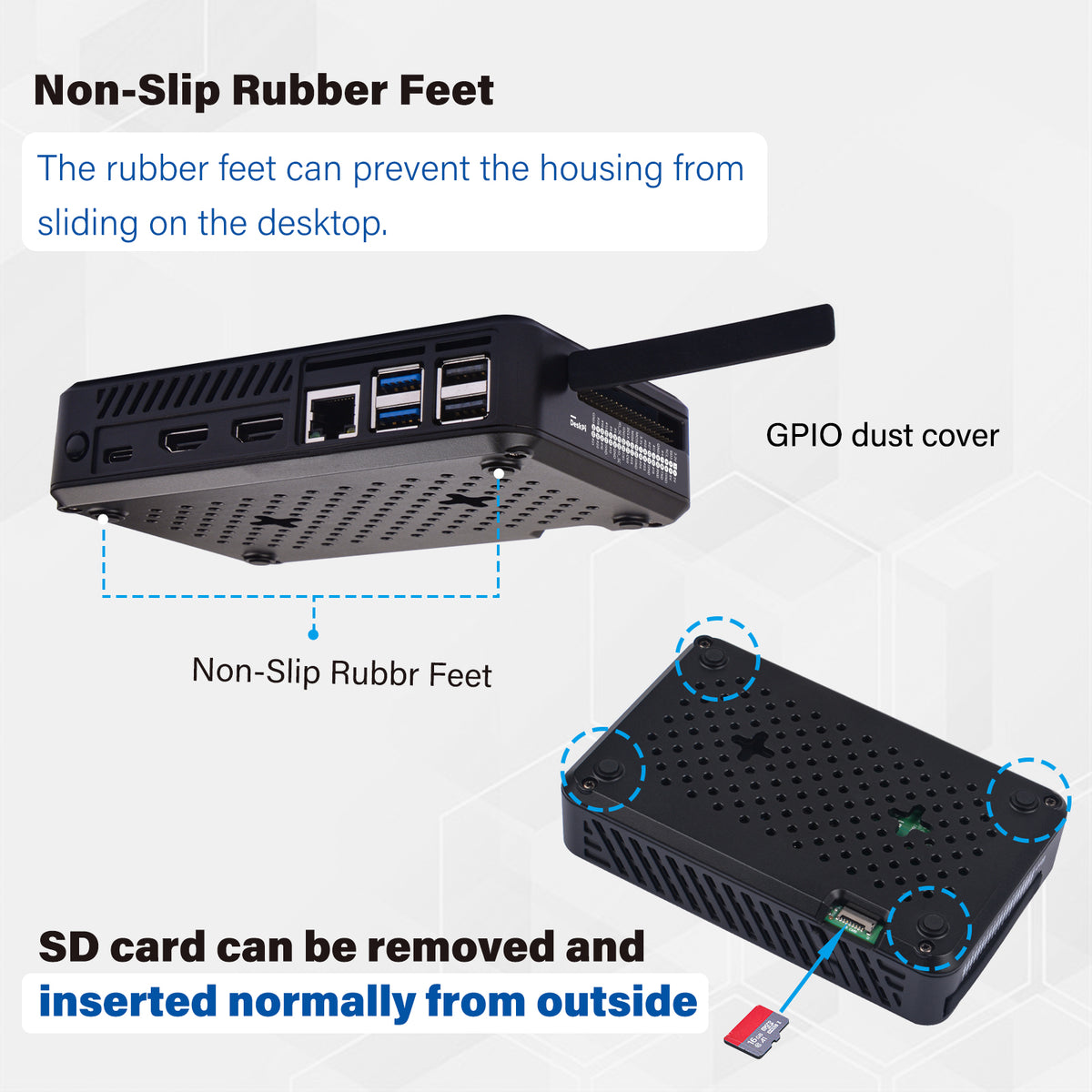 DeskPi Lite for Raspberry Pi 5, With Power Button/Heatsink with Armor ...