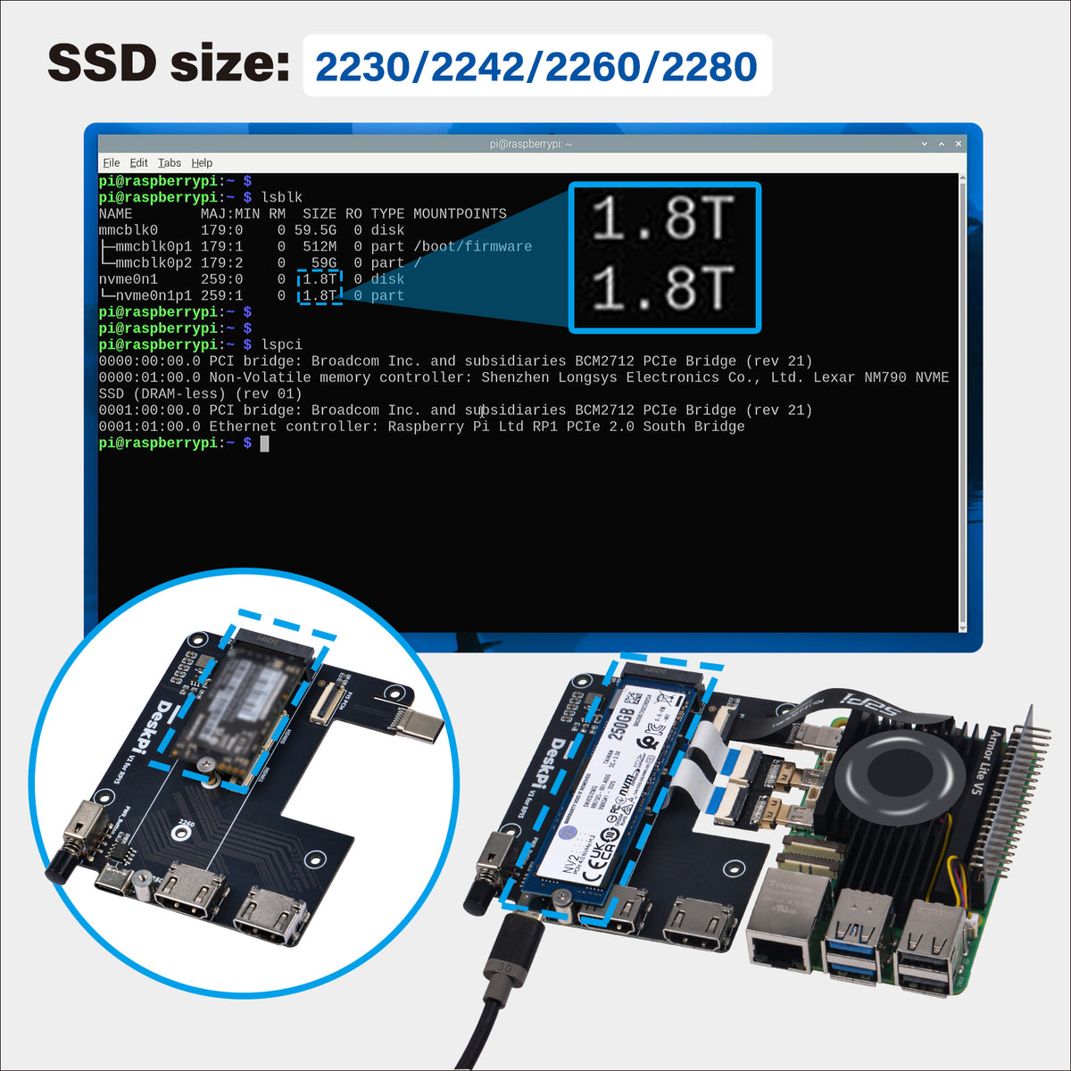 Buttons On Raspberry Pi 5 DeskPi Lite for Raspberry Pi 5, With Power Button/Heatsink with Armor ...
