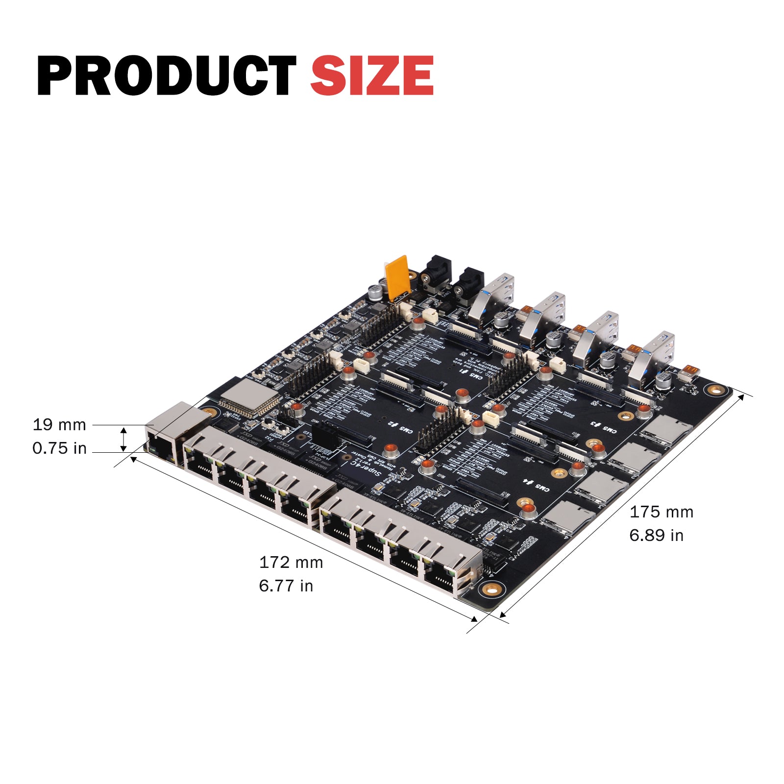 DeskPi Super4C Raspberry Pi CM5 Cluster Mini-ITX Board, ESP32