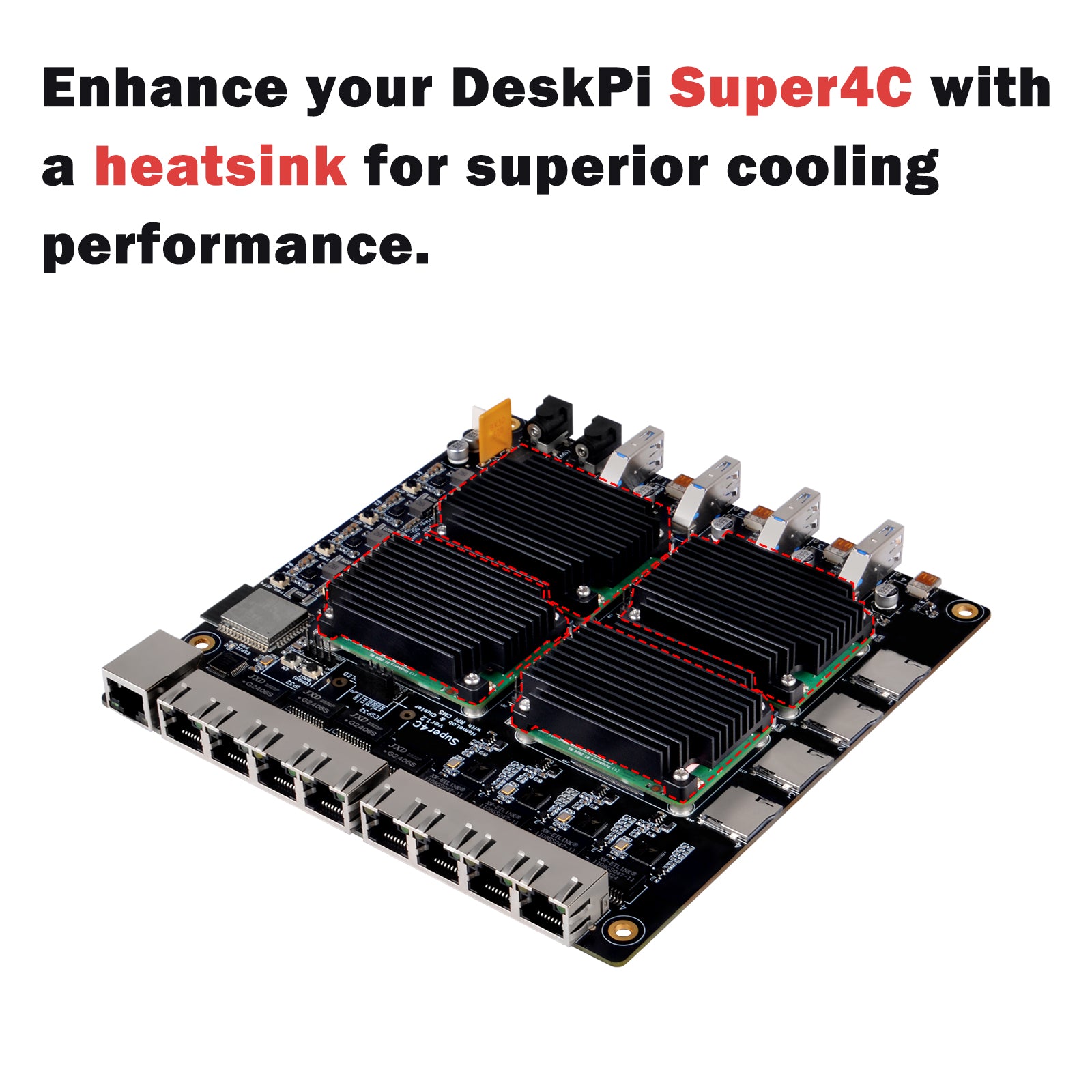 DeskPi Super4C Raspberry Pi CM5 Cluster Mini-ITX Board, ESP32