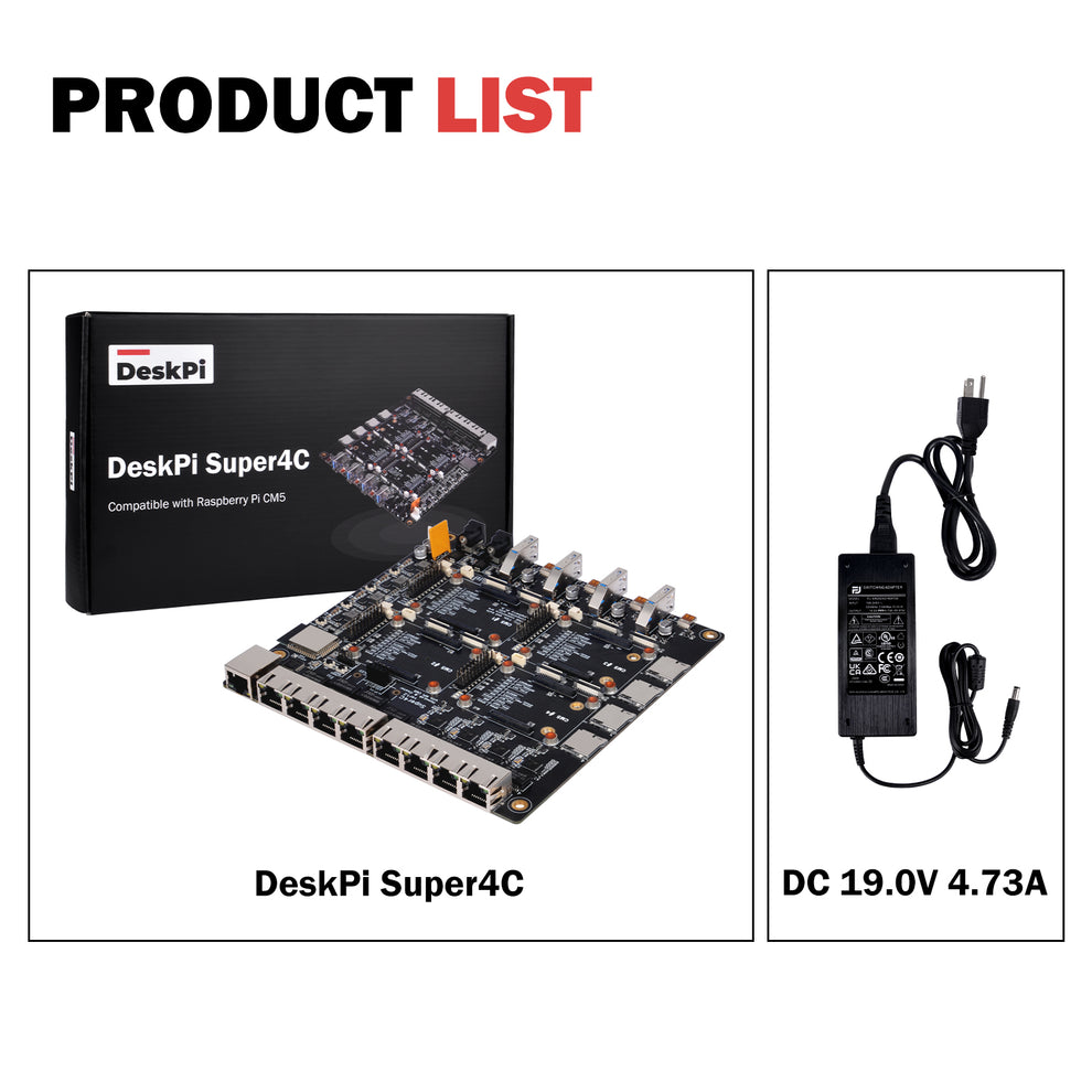 DeskPi Super4C Raspberry Pi CM5 Cluster Mini-ITX Board, ESP32-WROOM-32 ...