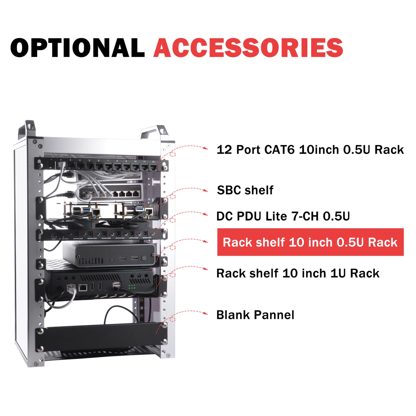 DeskPi RackMate Accessories Rack Shelf 10 inch 0.5U Rack for T0/T1 Server Cabinet