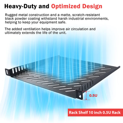 DeskPi RackMate Accessories Rack Shelf 10 inch 0.5U Rack for T0/T1 Server Cabinet