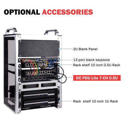 DeskPi DC PDU Lite 7-CH 0.5U for DeskPi Rackmate, 7 Outlets Rack-Mount Power Distribution Unit for 10 Inch Server Cabinet