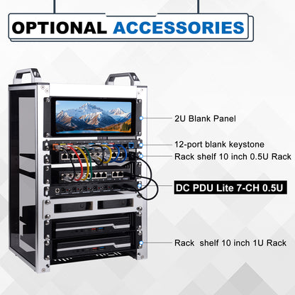 DeskPi DC PDU Lite 7-CH 0.5U for DeskPi Rackmate, 7 Outlets Rack-Mount Power Distribution Unit for 10 Inch Server Cabinet