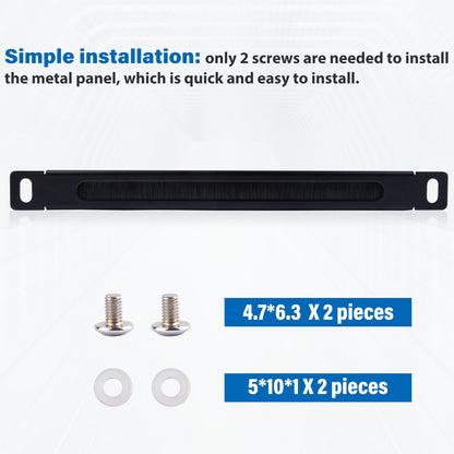 DeskPi 10 inch 0.5U Rack Cable Entry Panel with Brush Strip