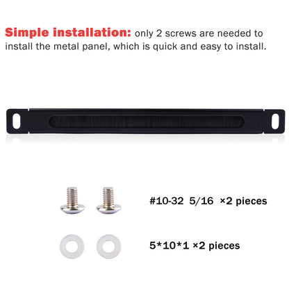 DeskPi 10 inch 0.5U Rack Cable Entry Panel with Brush Strip