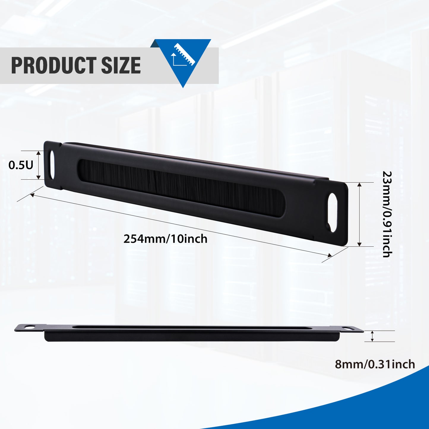 DeskPi 10 inch 0.5U Rack Cable Entry Panel with Brush Strip