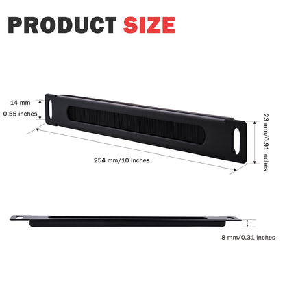 DeskPi 10 inch 0.5U Rack Cable Entry Panel with Brush Strip