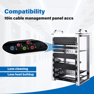 DeskPi 10 inch 0.5U Rack Cable Entry Panel with Brush Strip