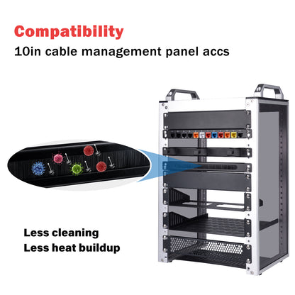 DeskPi 10 inch 0.5U Rack Cable Entry Panel with Brush Strip