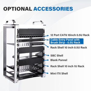 DeskPi 10 inch 0.5U Rack Cable Entry Panel with Brush Strip