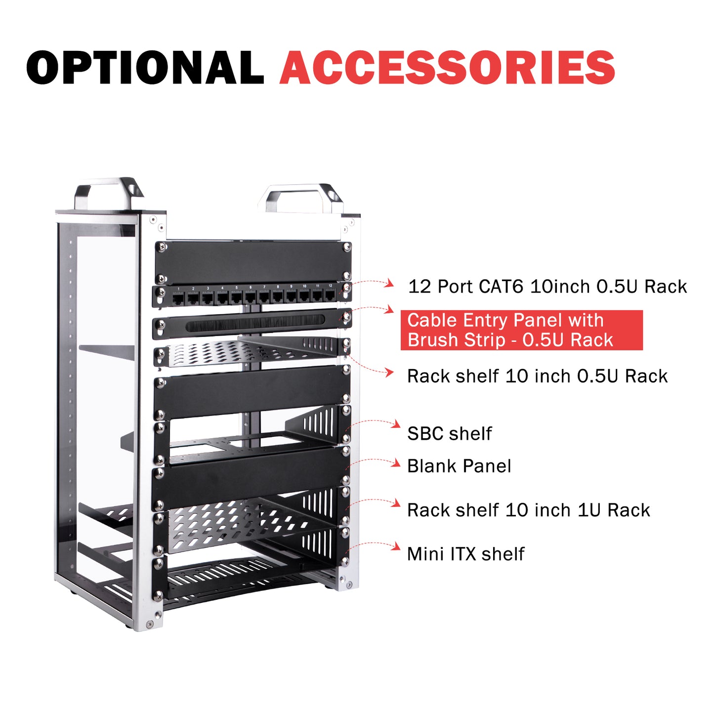 DeskPi 10 inch 0.5U Rack Cable Entry Panel with Brush Strip