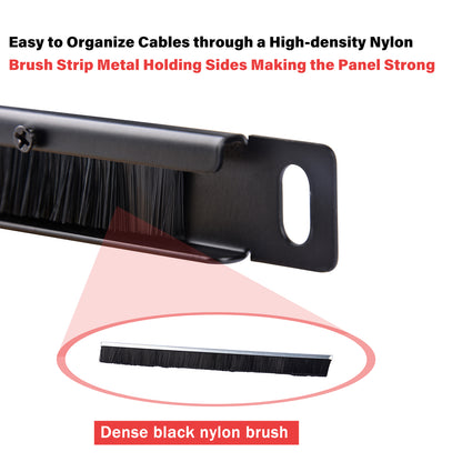 DeskPi 10 inch 0.5U Rack Cable Entry Panel with Brush Strip