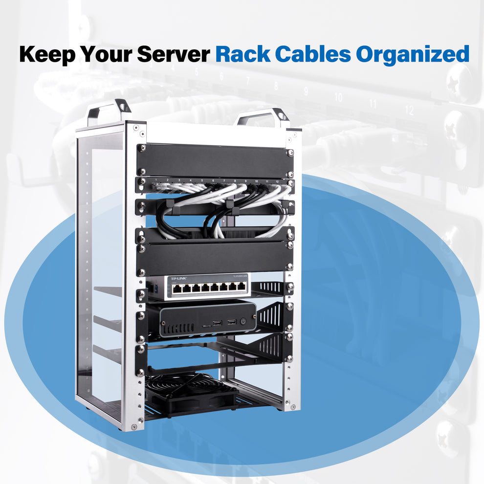 DeskPi 10inch Server Rack 0.5U Rack Cable Management Panel-with 3 D-Ri ...