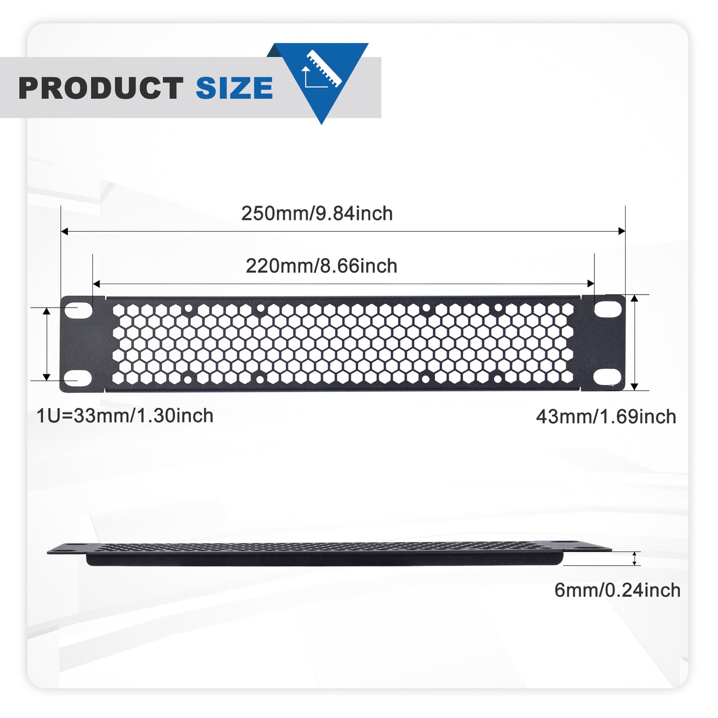 DeskPi Rackmate 1U Venting Blank Panel Metal Rack Mount for 10 Inch Server Rack/Network Cabinet