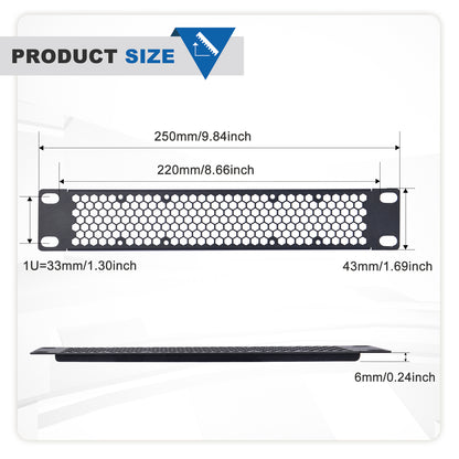 DeskPi Rackmate 1U Venting Blank Panel Metal Rack Mount for 10 Inch Server Rack/Network Cabinet