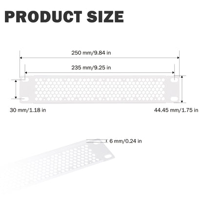 DeskPi Rackmate 1U Venting Blank Panel, White 10 inch Metal Rack Mount for T0/T1/T2 Server Cabinets
