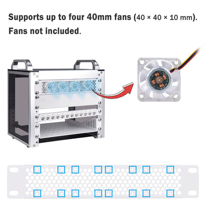 DeskPi Rackmate 1U Venting Blank Panel, White 10 inch Metal Rack Mount for T0/T1/T2 Server Cabinets