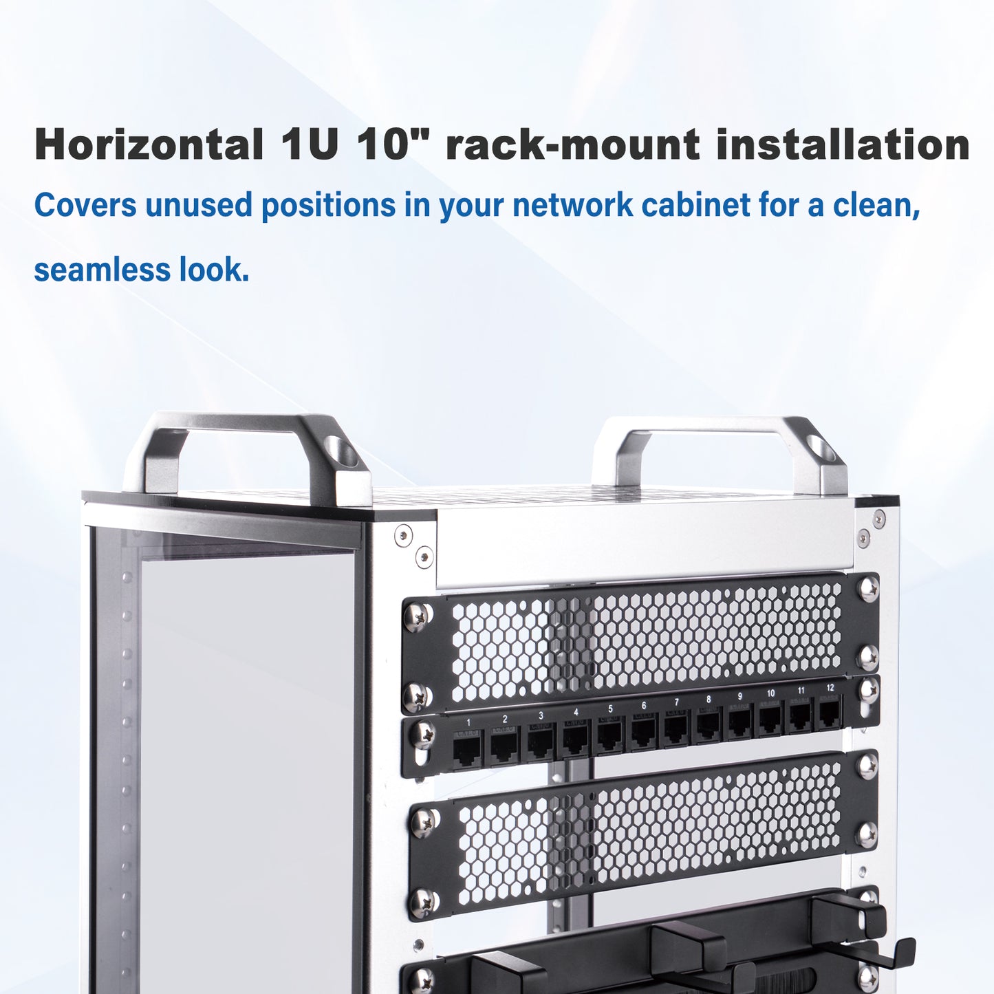 DeskPi Rackmate 1U Venting Blank Panel Metal Rack Mount for 10 Inch Server Rack/Network Cabinet