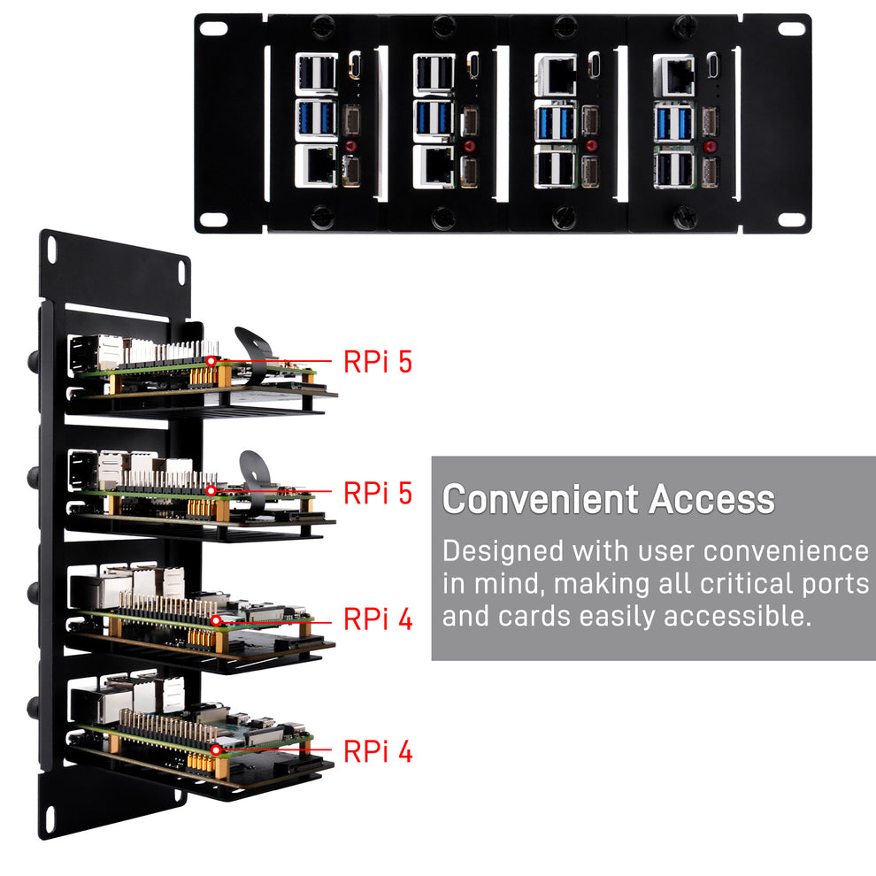 Desktop Pi Server Rack DeskPi Rackmate 10 inch 2U Rack Mount with PCIE NVME Board for Raspber ...