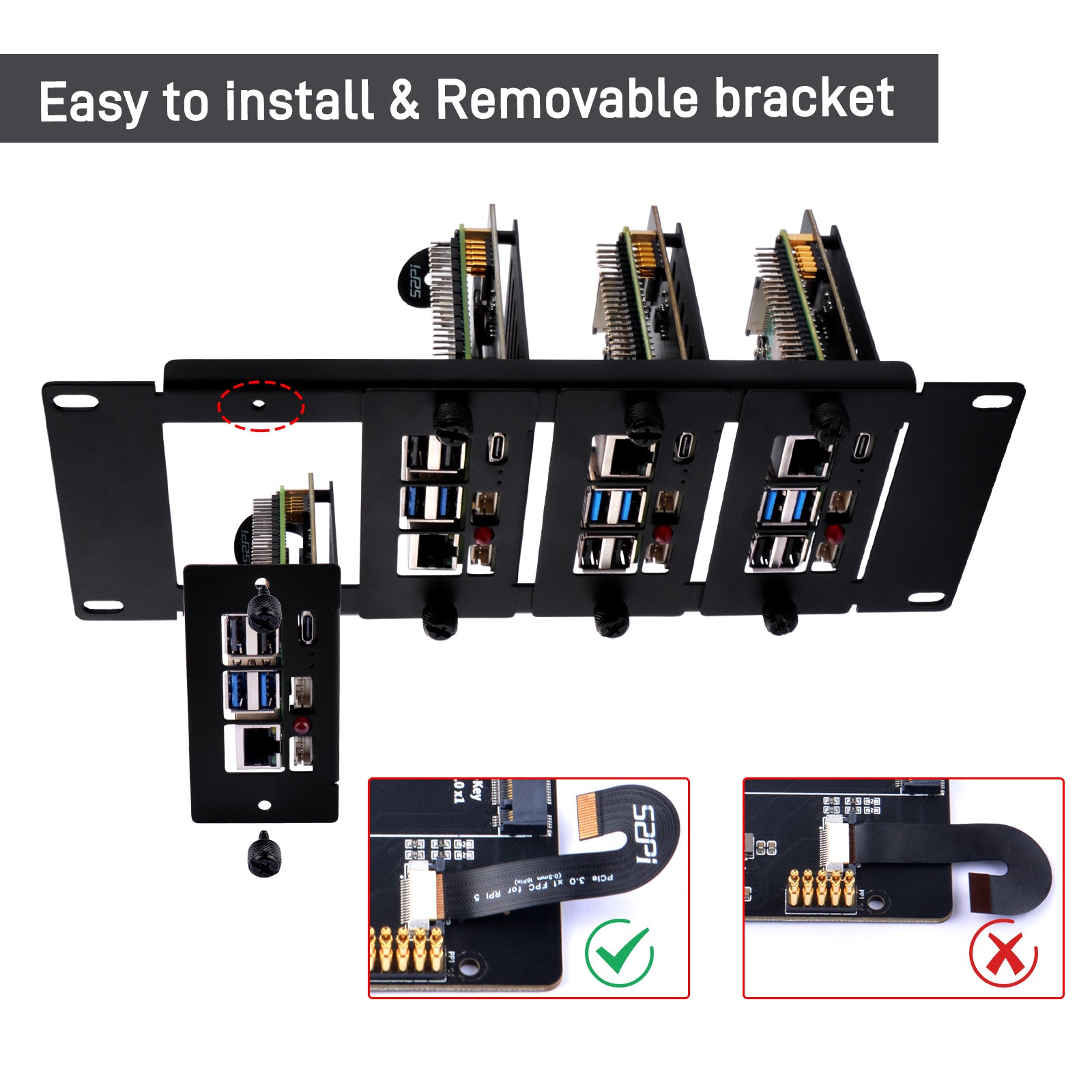 DeskPi Rackmate 10 inch 2U Rack Mount with PCIE NVME Board for Raspber ...