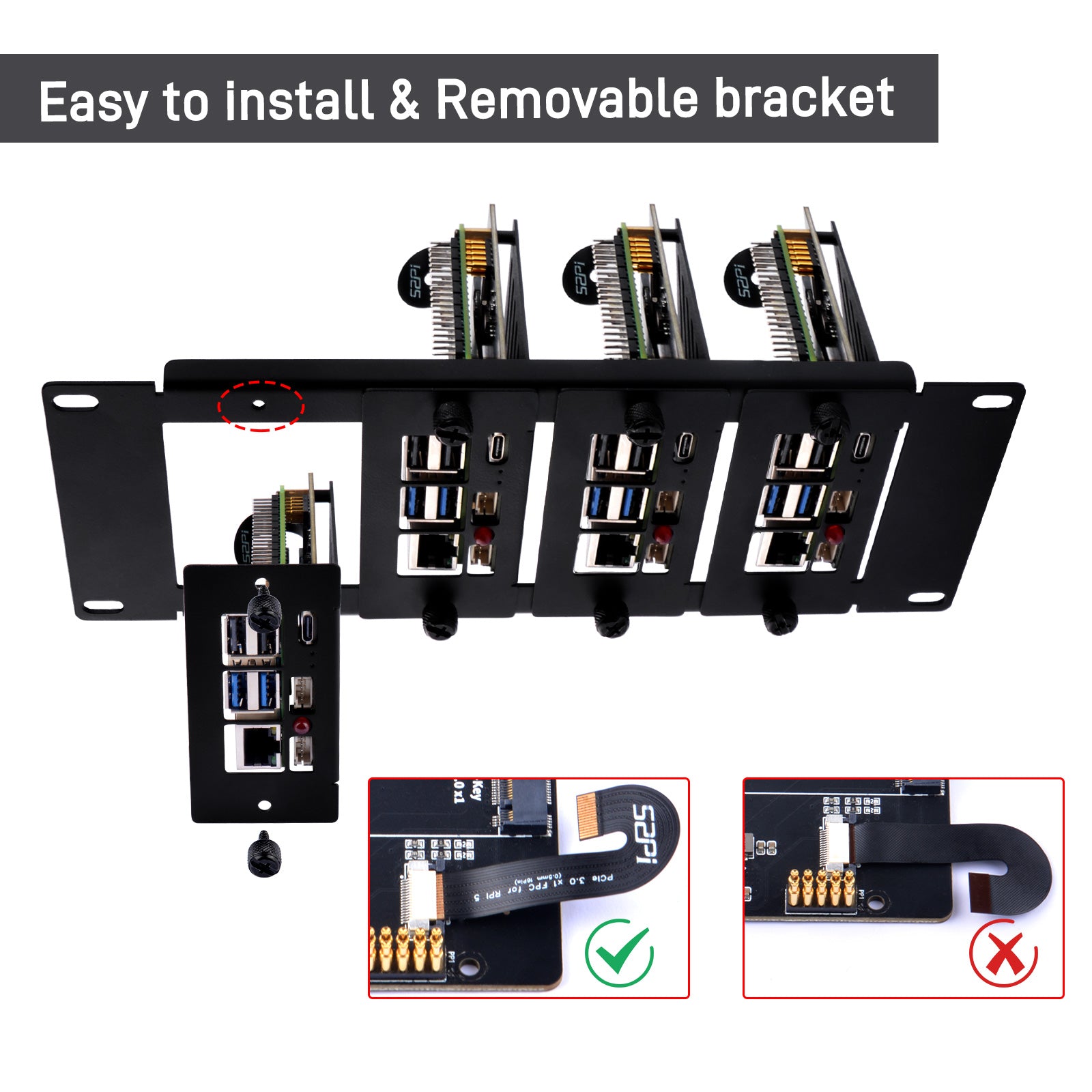 DeskPi Rackmate 10 inch 2U Rack Mount with 4 PCIE NVME Boards for Rasp ...