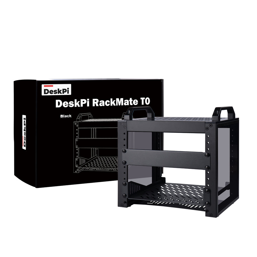 Desktop Pi Server Rack DeskPi RackMate T0 Black Version Rackmount, 10-inch 4U Server Cabinet ...