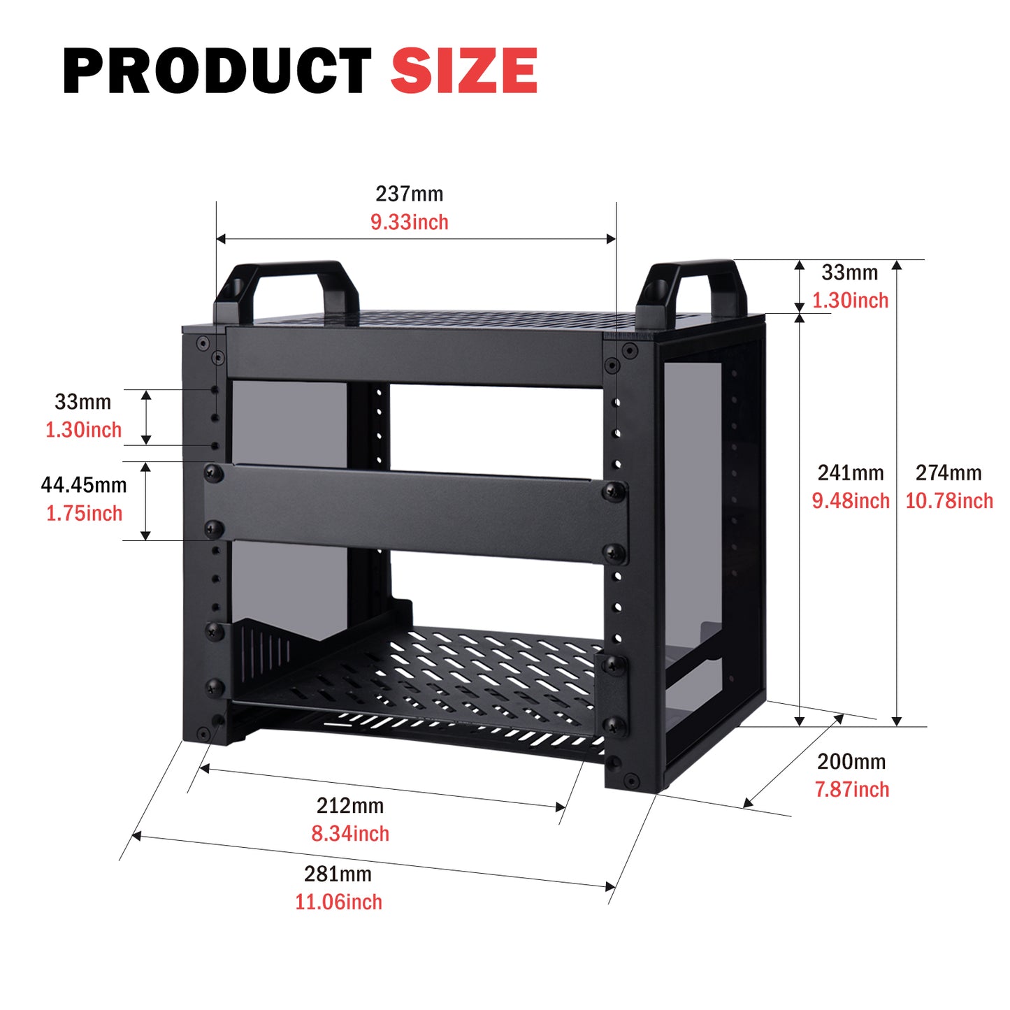 DeskPi RackMate T0 Black Version Rackmount, 10-inch 4U Server Cabinet for Network, Servers, Audio and Video Equipment