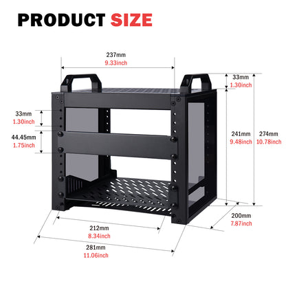 DeskPi RackMate T0 Black Version Rackmount, 10-inch 4U Server Cabinet for Network, Servers, Audio and Video Equipment
