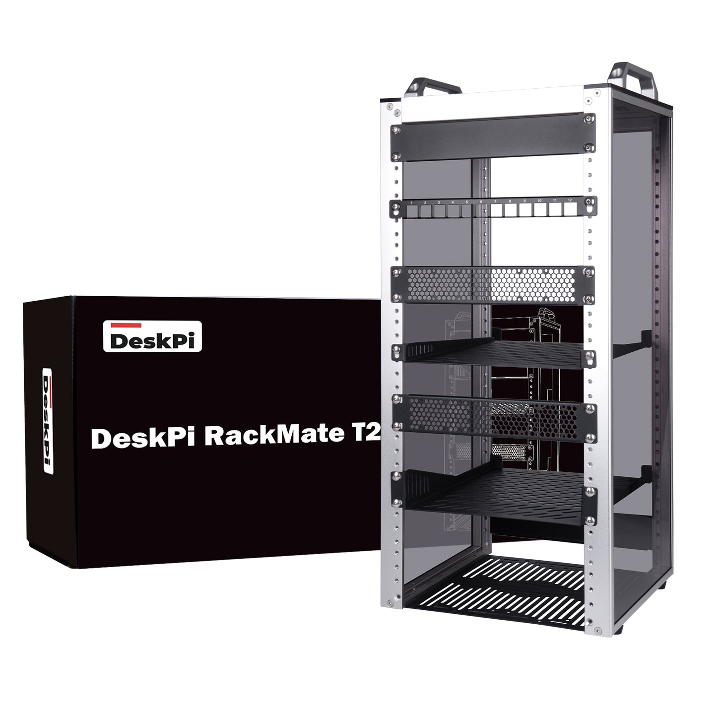 DeskPi RackMate T2 Rackmount, 12U Server Cabinet for Network, Servers, Audio, and Video Equipment