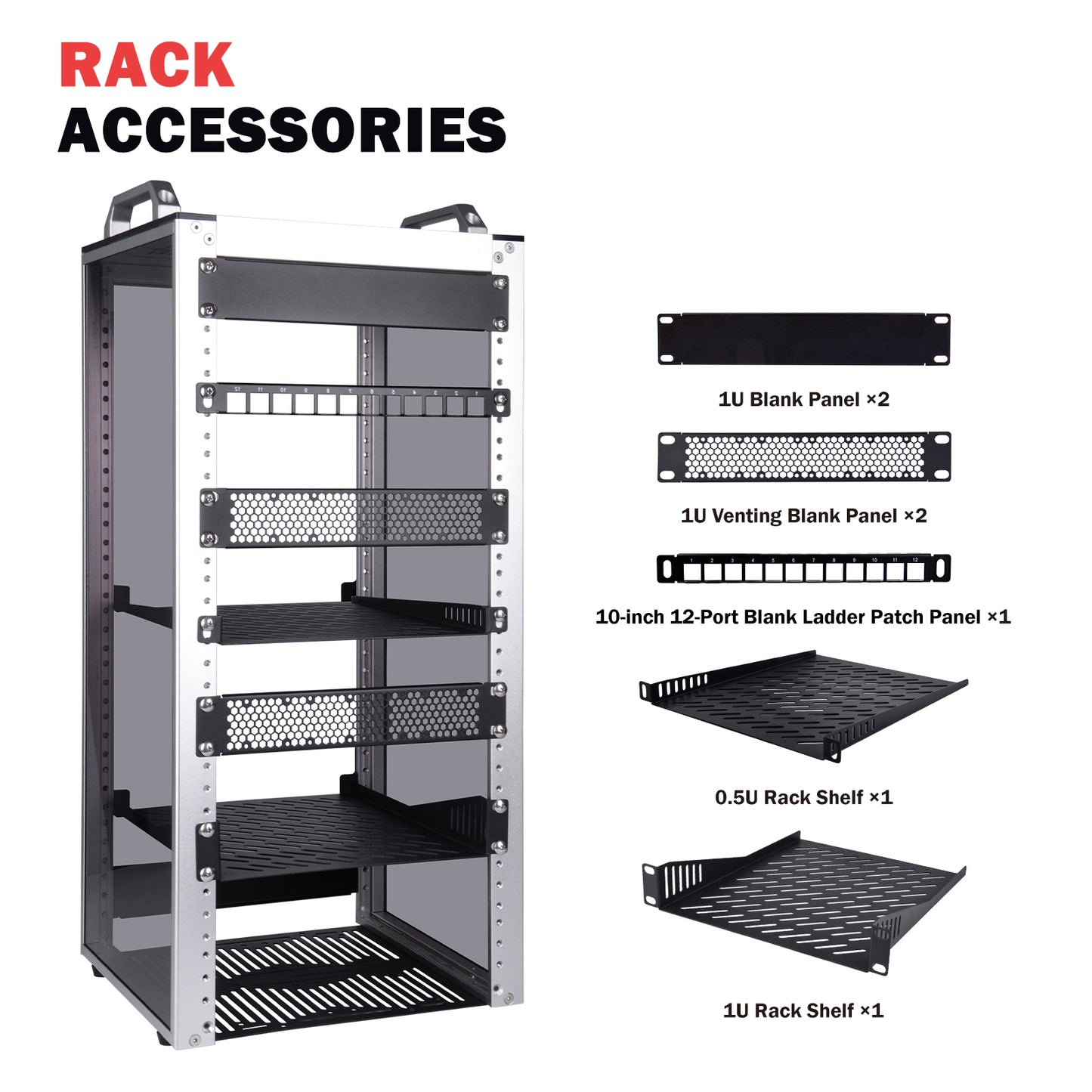 DeskPi RackMate T2 Rackmount, 12U Server Cabinet for Network, Servers, Audio, and Video Equipment