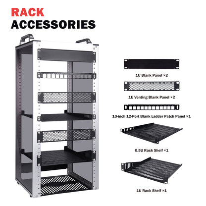 DeskPi RackMate T2 Rackmount, 12U Server Cabinet for Network, Servers, Audio, and Video Equipment