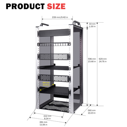 DeskPi RackMate T2 Rackmount, 12U Server Cabinet for Network, Servers, Audio, and Video Equipment